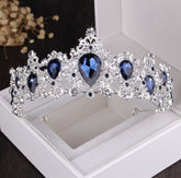 Blue Vintage Three Piece Silver Plated Tiara - FashionByTeresa